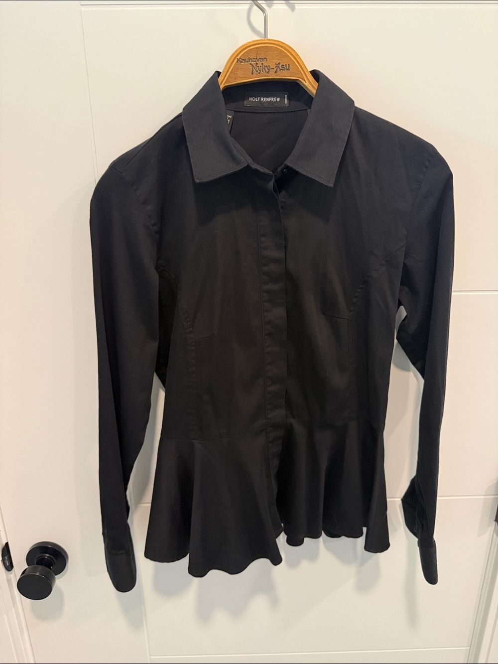 Holt Renfrew Black collared button down Shirt size 8